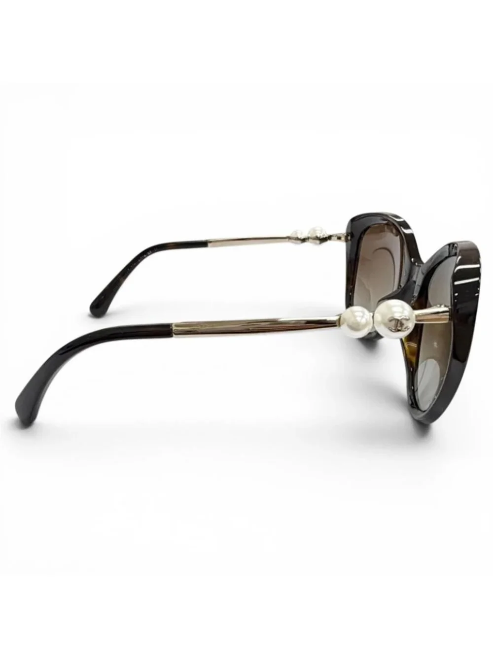 Chanel CC Logo Faux Pearl with Tortoiseshell Pattern Sunglasses Eyewear Brown